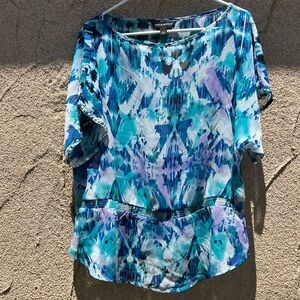 Rock & Republic ❤️ Blue Graphic Peplum Blouse